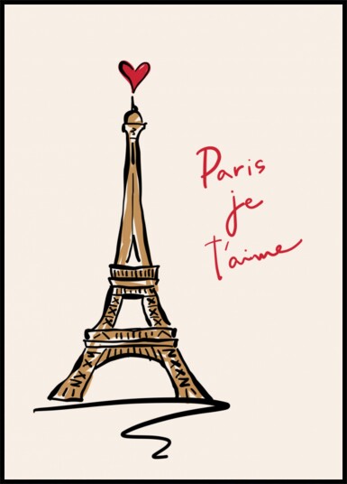Eiffel Tower Love Sketch Plakat / 50x70