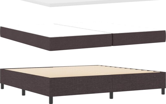  Box Spring Seng med Madrass i Mørk Brun 200x200 cm Stoff