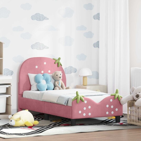Køyeseng ramme med hodegavl Rosa 70 x 140 cm Fløyel