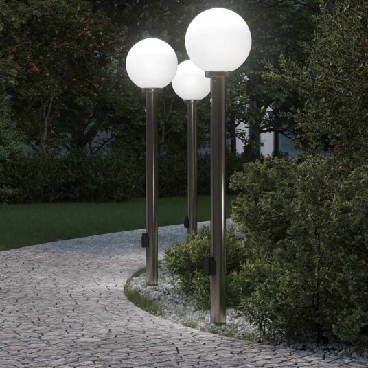 vidaXL Pullertlamper med sensor og stikkontakt 3 stk 120 cm rustfritt stål IP44
