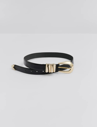 Malina Azelia Buckle Leather Belt - Black - 90