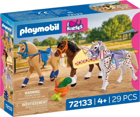 Playmobil Tre Hester Figursett 72133 Byggeleker med Tilbehør - 29 Deler