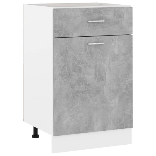 vidaXL Bunnskap med skuff betonggr? 50x46x81,5 cm sponplate vidaXL Bunnskap med skuff betonggr? 50x46x81,5 cm sponplate