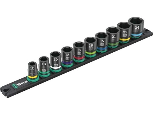 Wera 9607, Kraftpipesett, Flerfarget, 10 Hoder, 3/8", Metrisk, 10,13,15,16,17,18,19,21,22,24 Mm Wera 9607, Kraftpipesett, Flerfarget, 10 Hoder, 3/8", Metrisk, 10,13,15,16,17,18,19,21,22,24 Mm