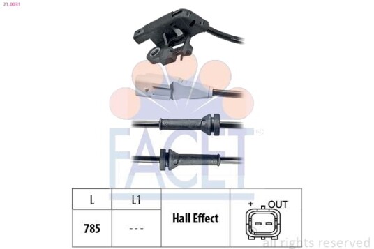 Sensor, ABS FACET 21.0031 Sensor, ABS FACET 21.0031