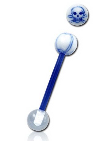 Utgått Blue Skull Tungepiercing Utgått Blue Skull Tungepiercing
