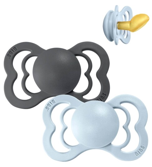 BIBS Couture Smokk Str. 2 2 pack Anatomisk Iron/Baby Blu BIBS 6 18 md Smokk Blå Grå 62 86