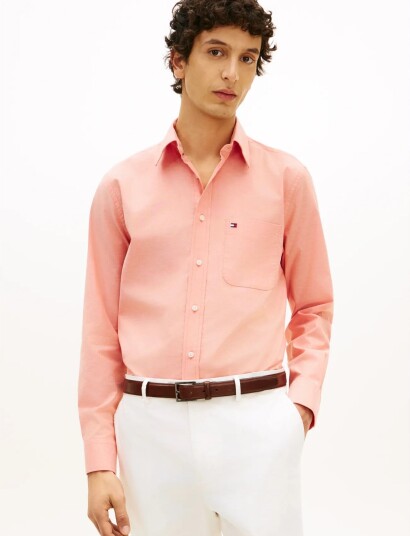 Tommy Hilfiger Light Oxford Solid Sf Shirt Coral S Tommy Hilfiger Light Oxford Solid Sf Shirt Coral S