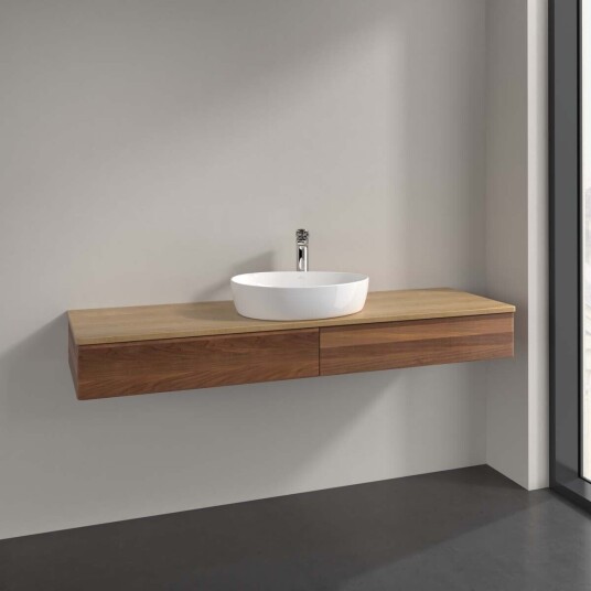 Villeroy & Boch Antao Servantskap med 2 skuffer 160x50x19 cm m/lys Valnøtt/Eik