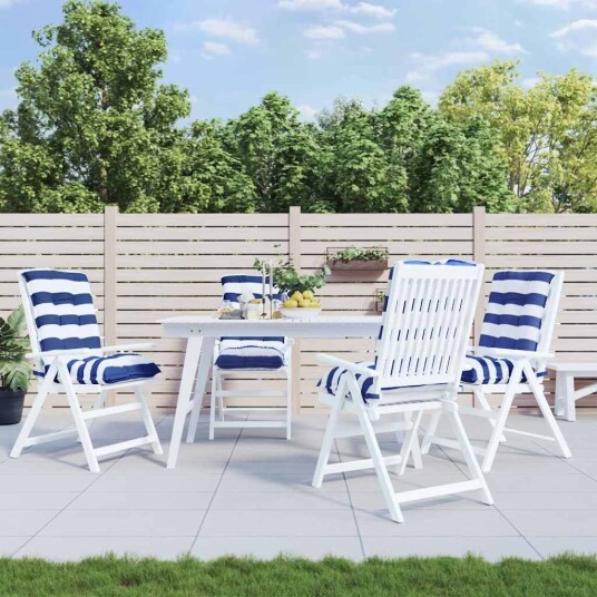 vidaXL Utendørs pute 4 stk. Stoff Blå og hvit stripe 100 x 50 x 7 cm
