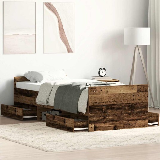 Sengeramme uten madrass gammelt tre 90x190 cm konstruert tre Sengeramme uten madrass gammelt tre 90x190 cm konstruert tre