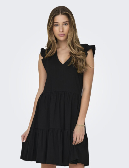 ONLY Onlmay Cap Sleev Fril Dress Jrs Noos - Black - XS ONLY Onlmay Cap Sleev Fril Dress Jrs Noos - Black - XS