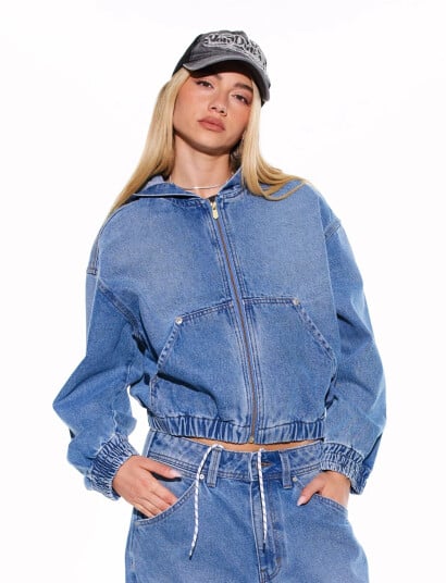 ABRAND Hooded Bomber Jacket Ashtonashton   Blue   S