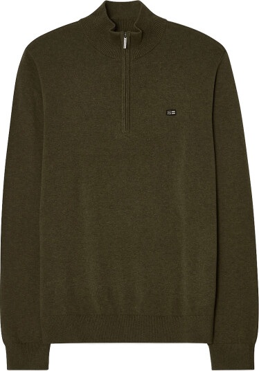 Lexington Clothing Cotton Half Zip Knitted Sweater Khaki green M