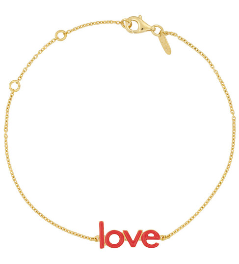 Design Letters Armbånd nøkkelordkjede 18k gullbelagt Coral Design Letters OneSize Smykker Metallic Rød