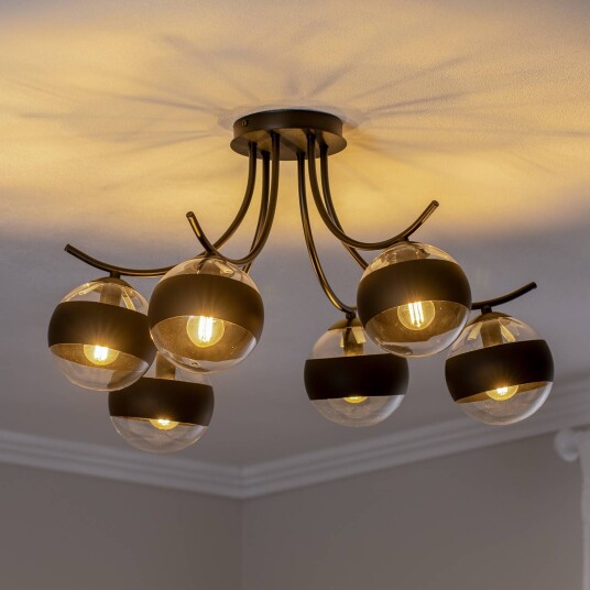 EMIBIG LIGHTING Boston taklampe svart/klar 6-lamper