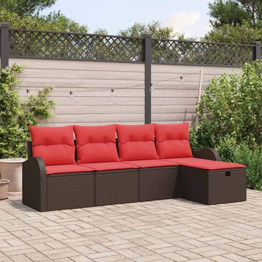 vidaXL Hagesofa Set 5 stk. Brun polyrotting