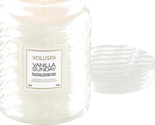 Voluspa Vanilla Sunday Large Glass Jar Candle 100H Hvit