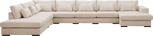 Grande Stor 7 seters U Sofa med Divan Høyre Beige Manchester
