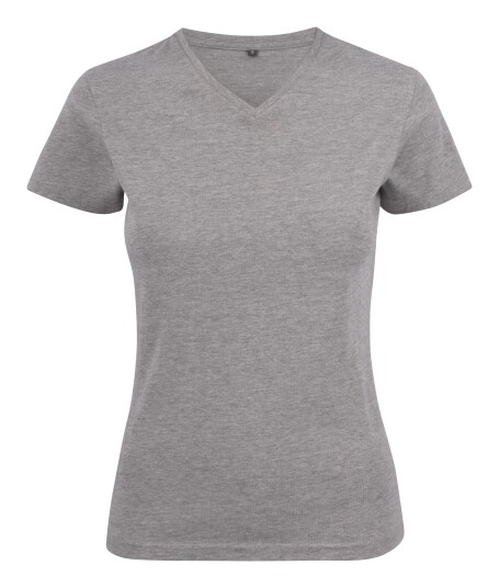 Printer Heavy V-neck Lady T-skjorte Gråmelert Gråmelert