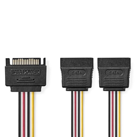 Nedis Intern Strømkabel 15-Pin Han til 2x SATA 15-Pin Hun 0.15 m Gullbelagt PVC