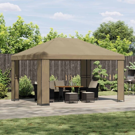 vidaXL Paviljong 4 × 3 m Beige Polyester og stål 190 gsm