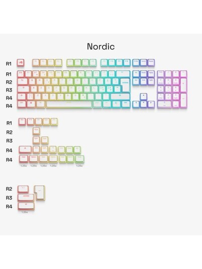 Glorious Aura V3 Pudding-style Keycaps Hvit Nordic ISO 131 deler Glorious Aura V3 Pudding-style Keycaps Hvit Nordic ISO 131 deler