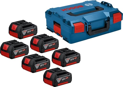 Bosch 18V GBA 4,0Ah Batteripakke med 6 batterier og L-BOXX
