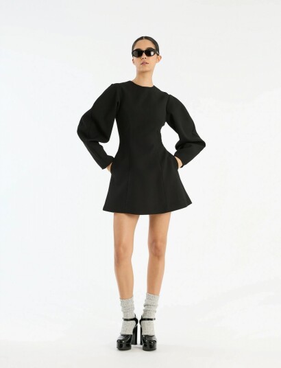 ROTATE Birger Christensen Suiting Flared Mini Dress Black 42 ROTATE Birger Christensen Suiting Flared Mini Dress Black 42