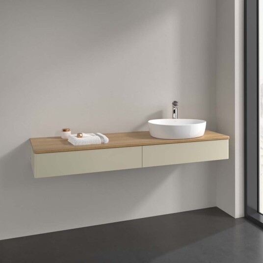 Villeroy & Boch Antao Servantskap med 2 skuffer 160x50x19 cm u/lys Grå Matt/Eik Villeroy & Boch Antao Servantskap med 2 skuffer 160x50x19 cm u/lys Grå Matt/Eik