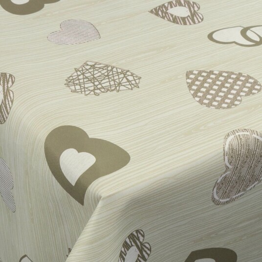 Borg Living Tekstil voksduk med akrylbelegg   30 meter på rull   Green Hearts   140 cm bred tekstilduk