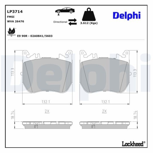 Bremseklosser DELPHI LP3714 Bremseklosser DELPHI LP3714