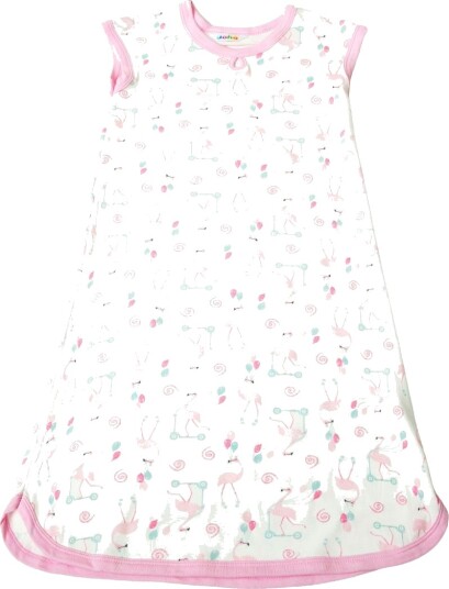 Joha Nattkjole Bambus Hvit m. Flamingo Joha 90 Nattkjole