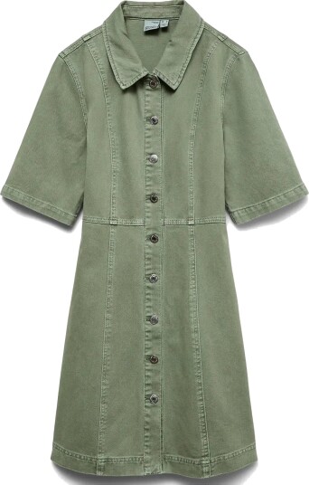 Vero Moda Vmdaisy 2/4 Short Denim Dress Noos Khaki green M Vero Moda Vmdaisy 2/4 Short Denim Dress Noos Khaki green M