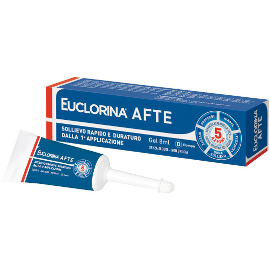 Gel mot sår, blemmer & blemmer i munnen EUCLORINA Canker sår 8 ml.