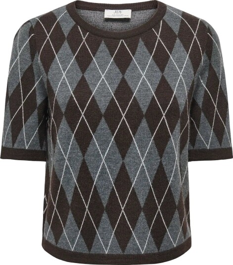 JDY Jdymaggy S/S Argyle Pullover Knt Noos DARK GREY MELANGE S JDY Jdymaggy S/S Argyle Pullover Knt Noos DARK GREY MELANGE S