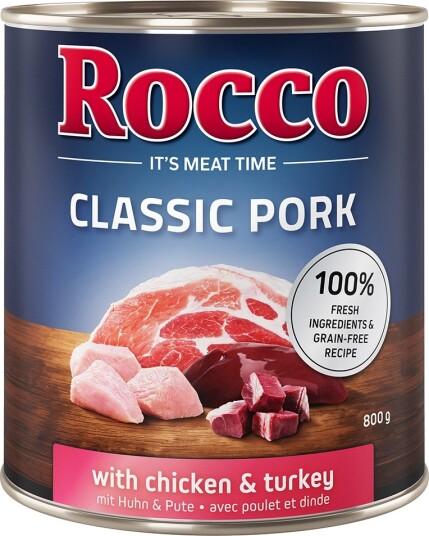 Rocco våtfôr Classic Pork & Kylling kalkun 6 x 800 g
