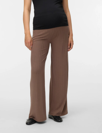 Mamalicious Mllucy Wide Rib Jrs Pants Hw Noos - Brown - M