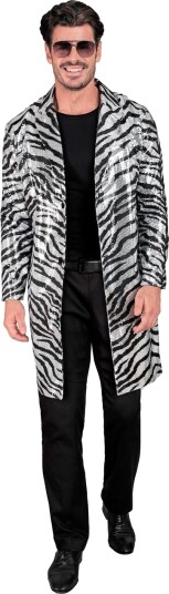 Sebrastripet Kostyme Trenchcoat med Paljetter XXL