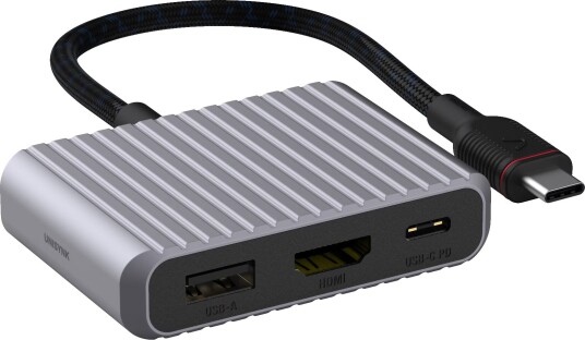 Unisynk 3-Port USB-C hub (grå) Unisynk 3-Port USB-C hub (grå)