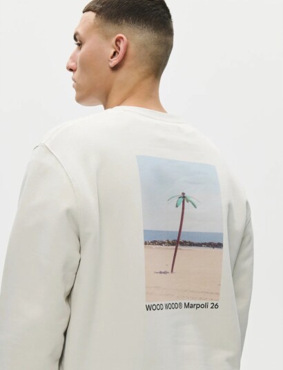WOOD WOOD Wwcolter Palm Crew 25429 Cream M WOOD WOOD Wwcolter Palm Crew 25429 Cream M