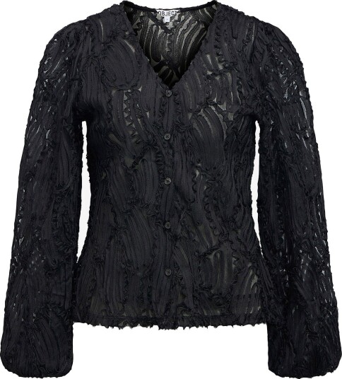 Object - Bluse Objlucie Luka L/S Re V-Neck Top 147 - Svart