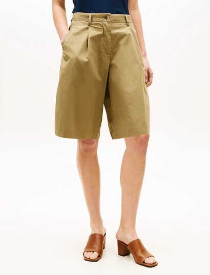 Tommy Hilfiger Washed Cotton Pleated Short Khaki green 40