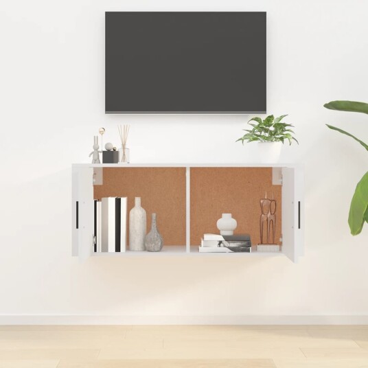 Veggmontert TV benk hvit 100x34,5x40 cm
