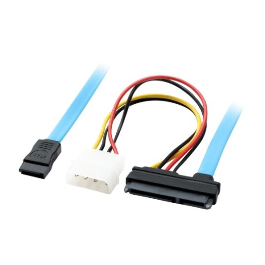 Eletra SATA 7+15P   7P+Molex 4P 50+15Cm kabel Flat blå