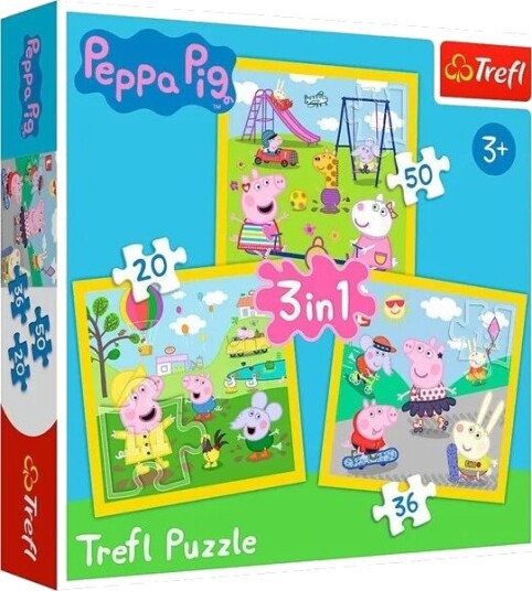 Trefl Puzzle Peppa Pig Peppas Happy Day 3in1 Gulv Trefl Puzzle Peppa Pig Peppas Happy Day 3in1 Gulv