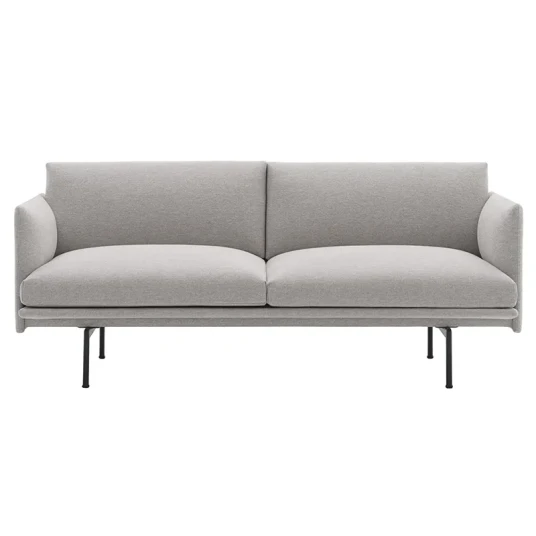 Muuto Outline Sofa 2 seater Black Base Refine Leather Cognac Black Muuto Outline Sofa 2 seater Black Base Refine Leather Cognac Black