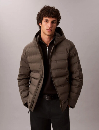 Calvin Klein Ls Packable Embossed Logo Quilte - Khaki green - XS Calvin Klein Ls Packable Embossed Logo Quilte - Khaki green - XS