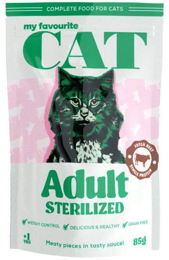 My Favourite Cat Våtfôr med Oksekjøtt 85 g - Kattemat for Helse og Pels