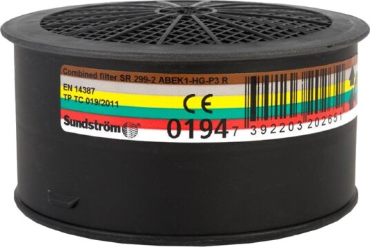 Sundström SR 299 2 Kombinasjonsfilter ABEK1 HG P3 R Ånderettsvern